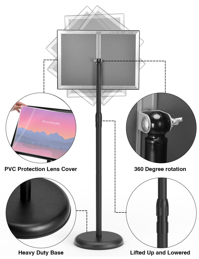 KOOV Sign Holder 11x17 inch-Adjustable Sign Stand for Display, Floor Standing Sign Holder Stand, Pedestal Heavy Duty Poster Stand with Round Base for Display, Advertisement, and Outdoor (1Pack) - Image 5